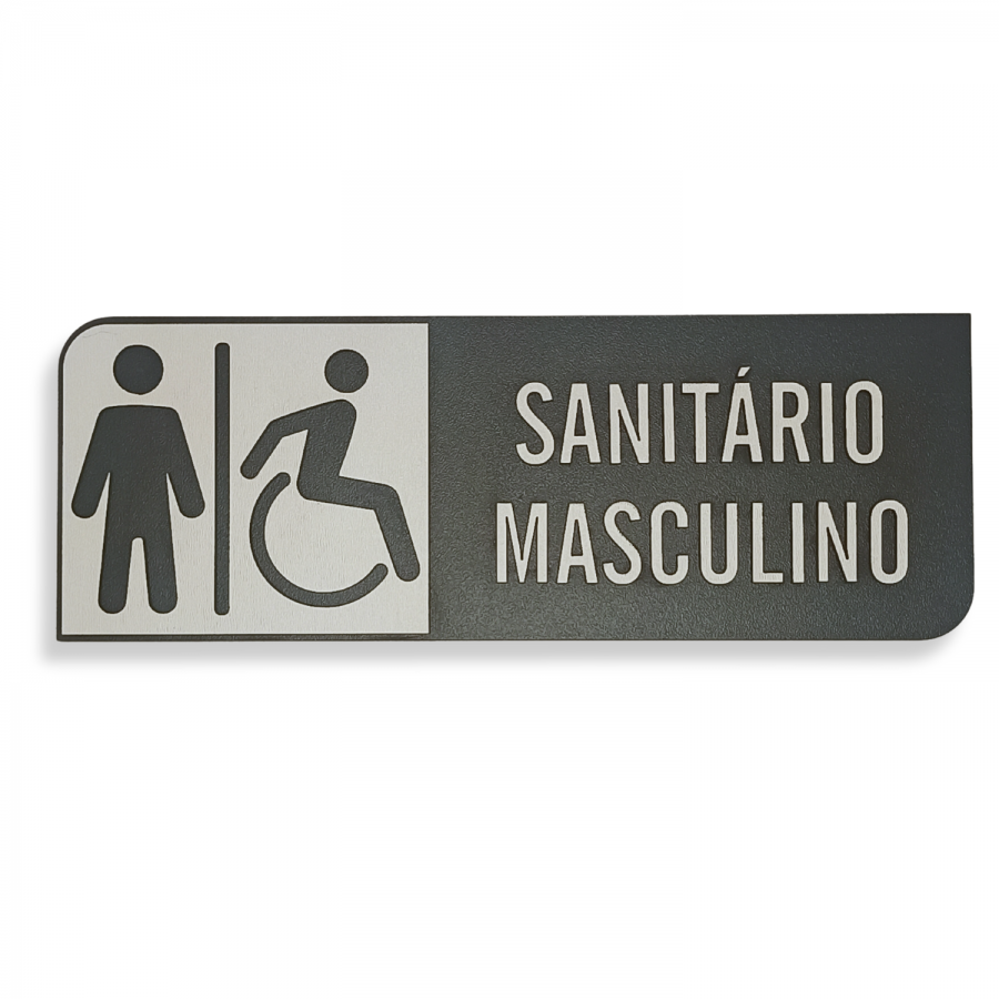 Placa de Sinalização Indicativa em MDF Efeito 3D - WC PCD Masculino